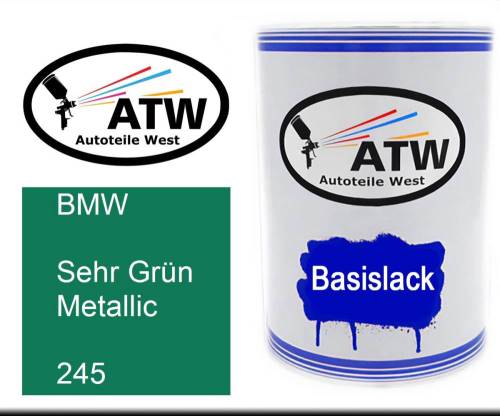 BMW, Sehr Grün Metallic, 245: 500ml Lackdose, von ATW Autoteile West.